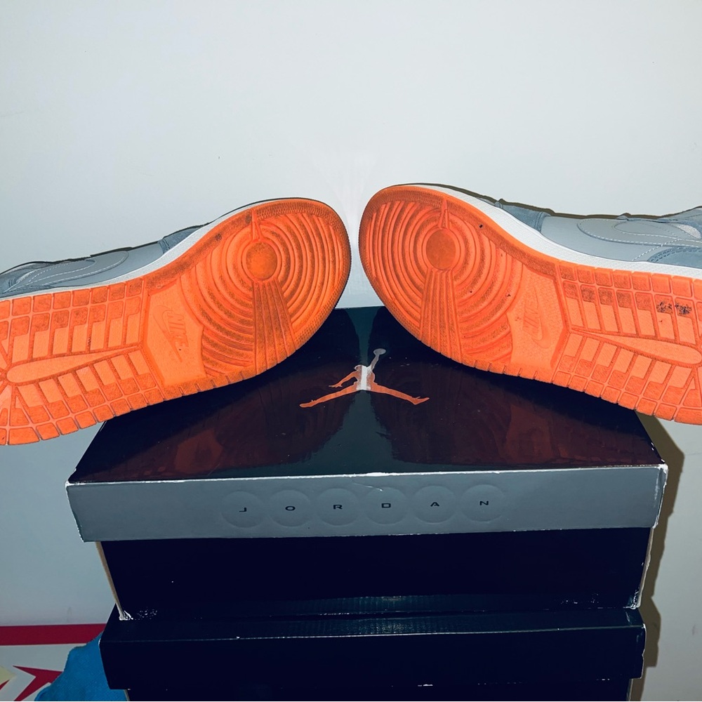 Air Jordan 1’s Gray and Orange Sneakers - Picture 6 of 6